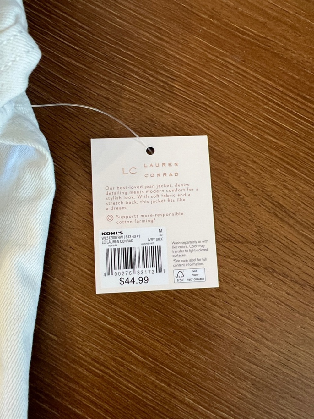 LC Lauren Conrad Cream Off-White Denim Jacket - Picture 7 of 7